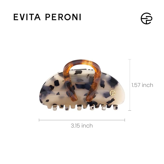 EVITA PERONI Middle Hair Clip, "Vintage Candy" Hair Clips for Women Strong Grip Acetate Shark Claw Clip with Gift Box, Amber