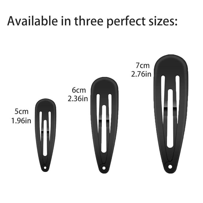 ECADY Hair Clips Multi-Size 60pcs Durable & Non-Slip Black Metal Snap Barrettes (Glossy Black)
