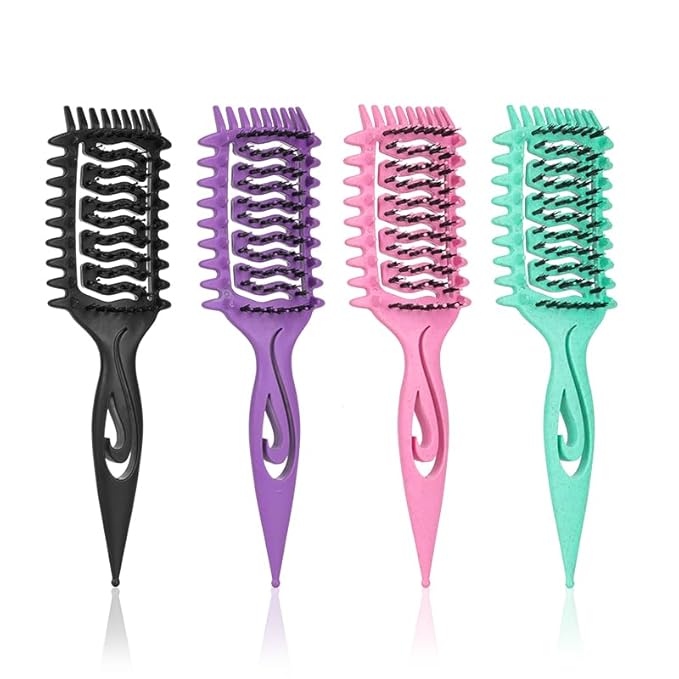 Curl Defining Brush, Curly Hair Brush for Detangling Shaping and Styling Curly Hair, Vented Candy Brush for Wet or Dry Hair Types for Women and Girl, Defining with Side Gear, Reduces Frizz (Pink)