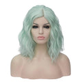 BUFASHION 14" Women Short Mint Green Kinky Straight Cosplay Synthetic Wigs With Air Bangs 46 Colors Available (Mint Green)
