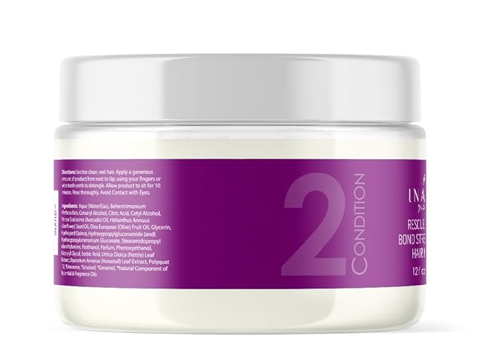 Inahsi Rescue & Repair Bond Strengthening Hair Masque | Deep Conditioner for Men, Women, or Kids with Curly Hair | Hair Products for Naturally Curly Hair 12 oz | Made in the USA