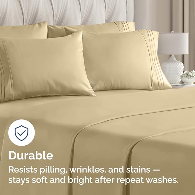 King Pillow Cases Set of 10 - Ultra Soft Hotel Quality Pillowcase Covers - Comfy & Wrinkle Free - Shrink, Stain and Fade Resistant - Easy-Care, Machine Washable Pillow Protectors - 10 Pcs Set - Beige