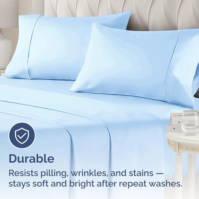 Queen Pillow Cases - 2 Pack - Super Soft Pillowcase Covers - Envelope Enclosure - Hotel Quality Pillow Protectors - Wrinkle Free, Shrink & Stain Resistant - Machine Washable - 20" x 30" (Light Blue)