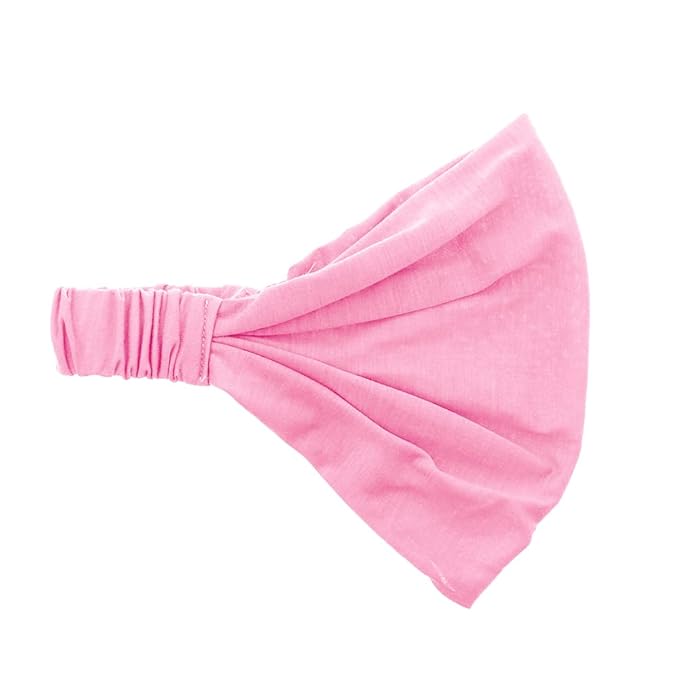 Motique Accessories Pink Wide Cotton Head Band Solid Boho Yoga Style Soft Hairband for Women