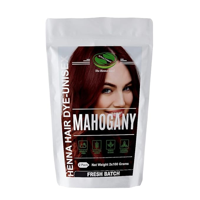 2 Packs Of Mahogany Henna Hair & Beard Color/Dye 100 Grams - Natural Hair Color, Plant-based Hair Dye - The Henna Guys