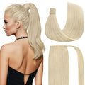 Ve Sunny Hair Extensions Ponytail Real Human Hair Wrap Around Clip in Ponytail Hair Extensions Straight Extensions Human Hair for Women White Platinum Blonde 14inch 80G