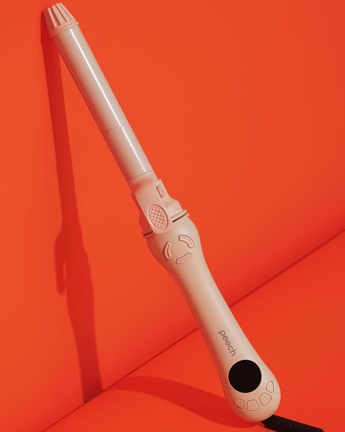 Rotating Curling Iron 1 inch 2025 New Version - Automatic Hair Curler - Self Spinning Curling Wand for Medium to Long Hair Length (Peach)