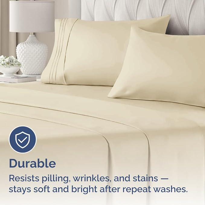 King Pillow Cases Set of 2 - Ultra Soft Hotel Quality Pillowcase Covers - Comfy, Cozy & Wrinkle Free - Shrinkage, Stain and Fade Resistant - Machine Washable Pillow Protectors - 2 Piece Set - Cream