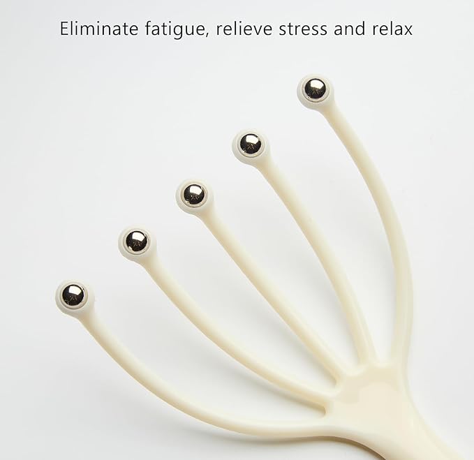 Head Massager,Protable Handheld SPA Scalp Massage Tool for Deep Relaxation & Stress Reduction Wet and Dry in The Office Home SPA (2-Pack) (White White)