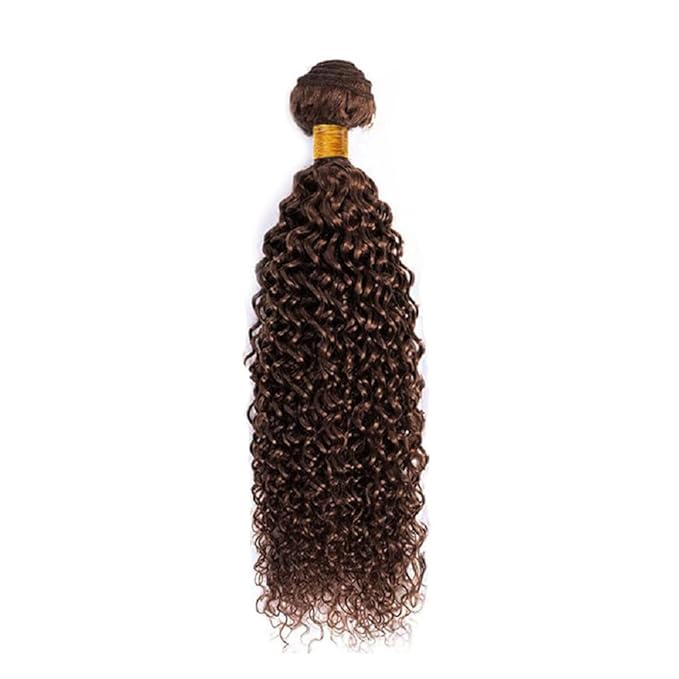 Color 4 Bundles Human Hair Brown Kinky Curly Bundles Brazilian Virgin Soft and Silky Remy Hair Single Bundle 22 Inch Double Weft Chocolate Brown Kinky Curly Bundle 100g
