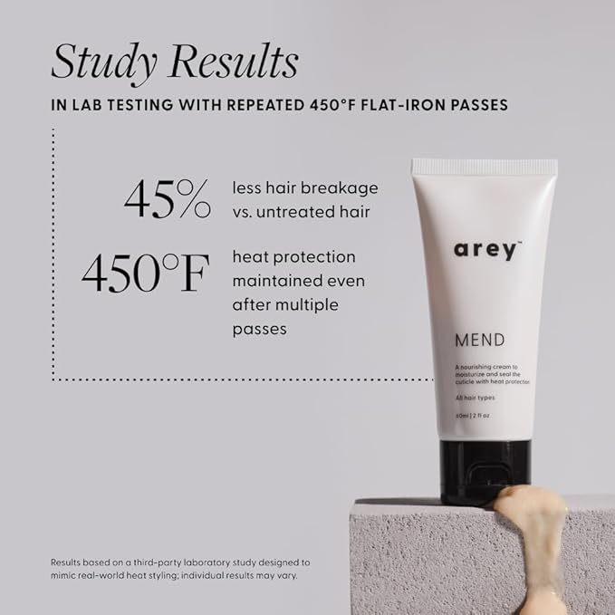 Arey Mend Heat Protectant Leave-In Conditioner | Detangles, Rehydrates, Strengthens and Protects Hair up to 450°F | Vegan, Cruelty-Free & Gluten-Free (2 Fl Oz)