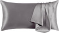 THXSILK 100% Mulberry Silk Pillowcase for Hair and Skin, Natural Silk Pillow Cover with Hidden Zipper, Ultra-Soft Breathable Smooth Organic Silk Pillowcase(Grey, California King Size 20"x40")