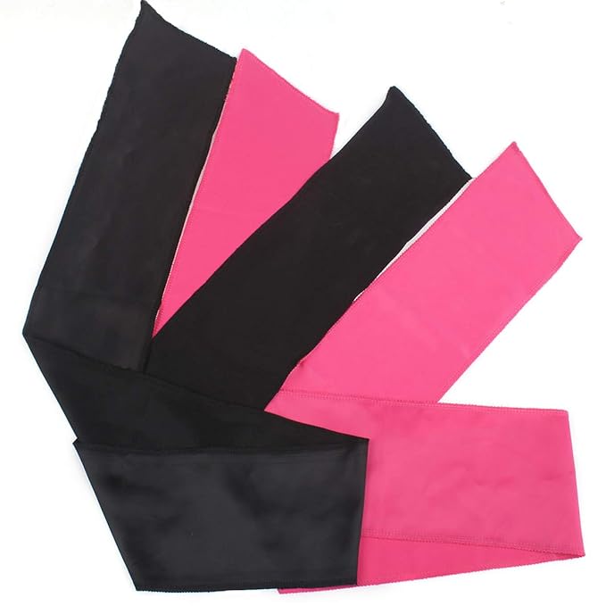 XTREND 2Pcs Edge Laying Scarf for Wigs Fashion Edge Scarf for Lace Front Wig 58 Inch Soft Women's Satin Headband for Makeup Non Slip Hair Wrap Wigs Grip (1pc Pink#+1pc Black#)
