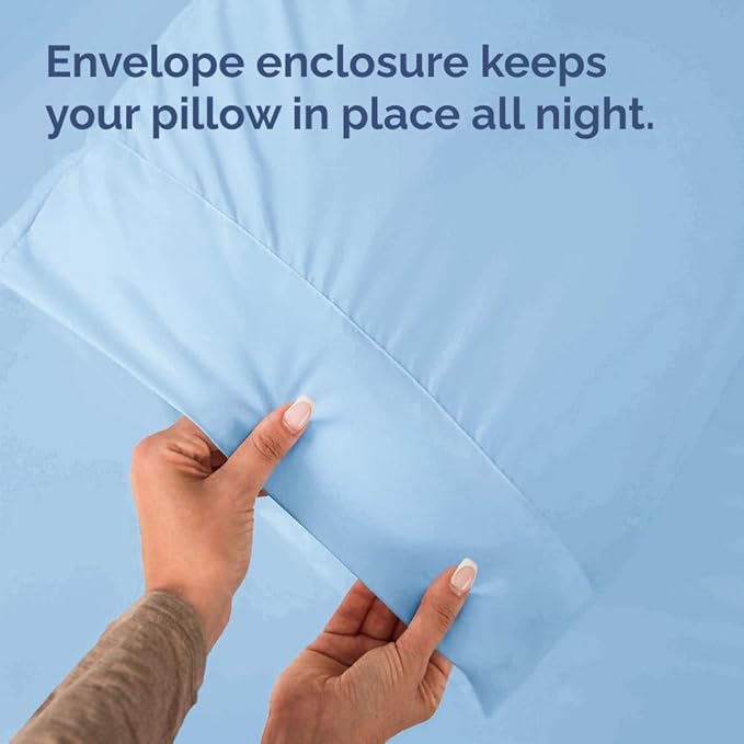 Queen Pillow Cases - 2 Pack - Super Soft Pillowcase Covers - Envelope Enclosure - Hotel Quality Pillow Protectors - Wrinkle Free, Shrink & Stain Resistant - Machine Washable - 20" x 30" (Light Blue)