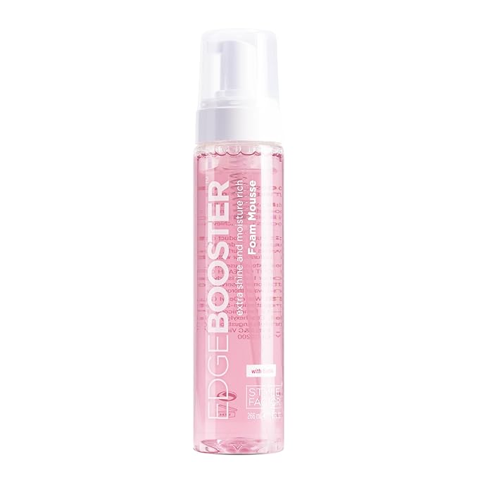 Style Factor EDGE BOOSTER Extra Shine & Moisture Rich Foam Mousse | Lightweight Styling for Curls, Waves, Braids, Locs & Protective Styles | Volume & Shine | With Biotin | 9 fl oz