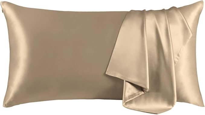THXSILK 100% Mulberry Silk Pillowcase for Hair and Skin, Grade 6A+ Mulberry Silk Pillow Case, Natural Silk Pillow Case Cover with Zipper, 1pc(California King Size 20"x40", Taupe)