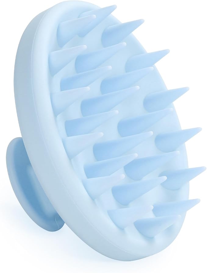 Silicone Scalp Massager, Scalp Scrubber for Hair Growth with Soft Bristles, Scalp Exfoliator Brush Dandruff Removal Shampoo Brush for Wet Dry Scalp Care (Light Blue)
