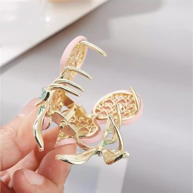 Hair Claw Clips for Women, 2Pcs Large Non-Slip Strong Metal Cherry Butterfly Sparkly Hair Jaw Clips, Cute Hair Holding Headwear Gifts