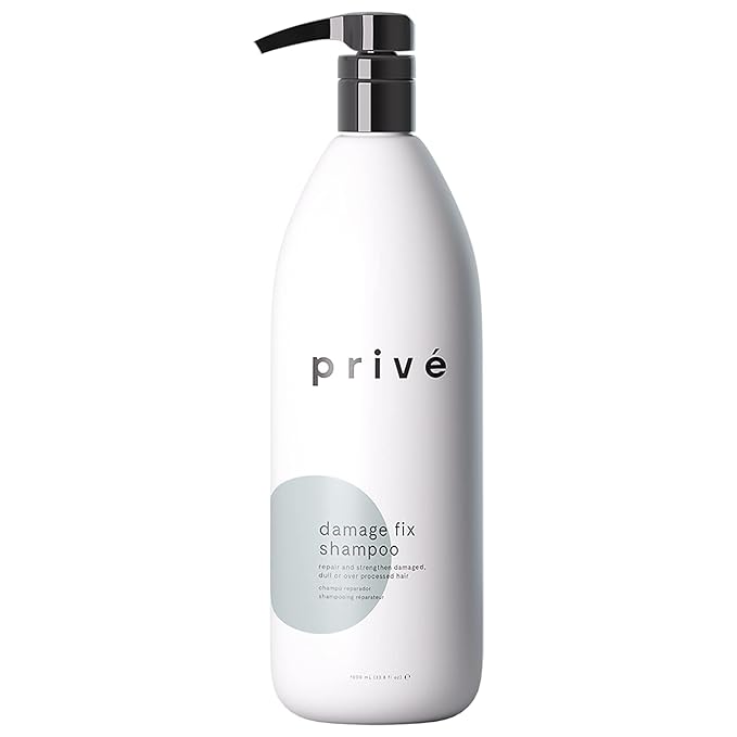 Privé Damage Fix Hair Shampoo for Women & Men - Sulfate-Free Repair Shampoo for Damaged Hair - Strengthening & Moisturizing Formula for Dry, Dull & Over-Processed Strands (33.8 oz)