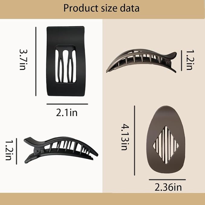 Flat Hair Clips,4PCS French Flat Hair Claw Clips for Women, Large Matte No-Slip Hair Clip, Duckbill Hair Clips for Thick and Thin Hair Strong Styling Hold Accessory