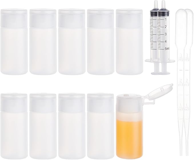 BENECREAT 10 Pack 1oz Travel Bottles Small Travel tubes Plastic Flip Cap Sample Bottle Refillable Travel Bottles for Makeup, Liquid, Cosmetic Toiletries Product