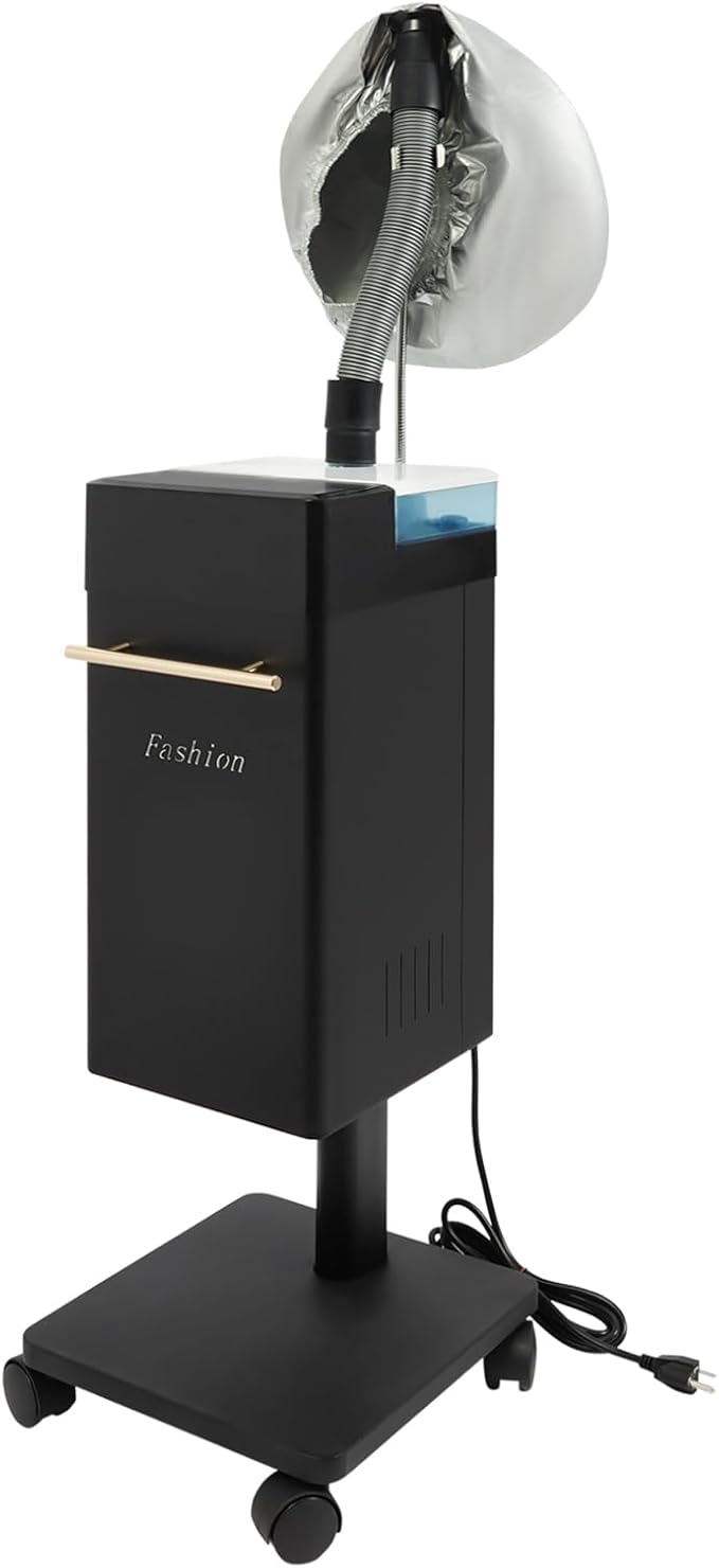 Professional Standing Hair Steamer, Nano Steam Hair Care Machine with Adjustable Time/Temp, Multifunctional Hair Care Equipment with Wheels for Salon & Home Use (Black)