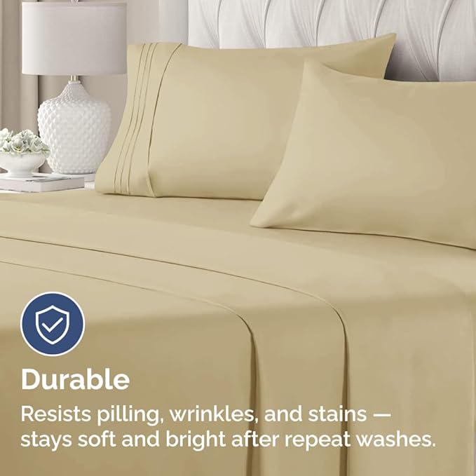 Queen Pillow Cases Set of 2 - Ultra Soft Hotel Quality Pillowcase Covers - Comfy, Cozy & Wrinkle Free - Shrinkage, Stain and Fade Resistant - Machine Washable Pillow Protectors - 2 Piece Set - Beige