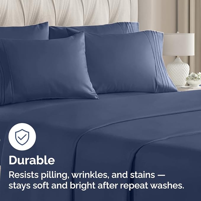 King Pillow Cases Set of 10 - Ultra Soft Hotel Quality Pillowcase Covers - Comfy. Cozy & Wrinkle Free - Shrink, Stain and Fade Resistant - Machine Washable Pillow Protectors - 10 Piece Set - Navy Blue