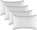 Satin Silk Pillowcase for Hair and Skin, Black Pillow Cases Standard Size Set of 4 Pack Super Soft Pillow Case with Zipper Closure (Ivory, Standard(4 Pack))