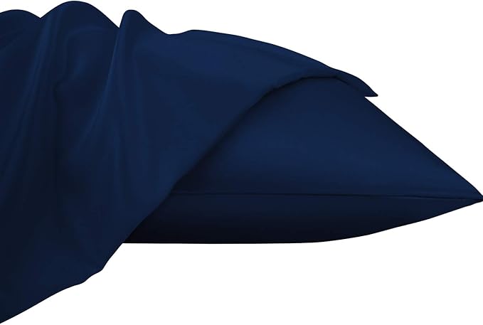 NTBAY Zippered Satin Pillow Cases for Hair and Skin, Luxury King Hidden Zipper Pillowcases Set of 2, 20x36 Inches, Navy Blue