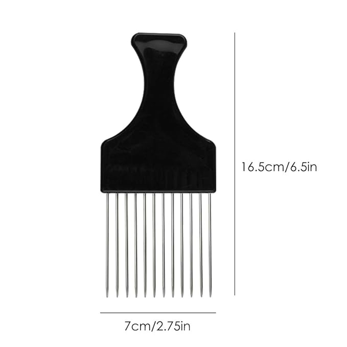 DaKuan 4 Pack Wide Tooth Afro Picks | Metal Detangling Comb for Natural Curly Hair, Braids, Wigs & Weaves | Gentle on Scalp, Strong Plastic Handle (Black)