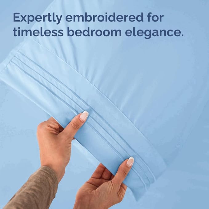 Queen Pillow Cases Set of 2 - Ultra Soft Hotel Quality Pillowcase Covers - Comfy, Cozy & Wrinkle Free - Shrink, Stain & Fade Resistant - Machine Washable Pillow Protectors - 2 Piece Set - Light Blue