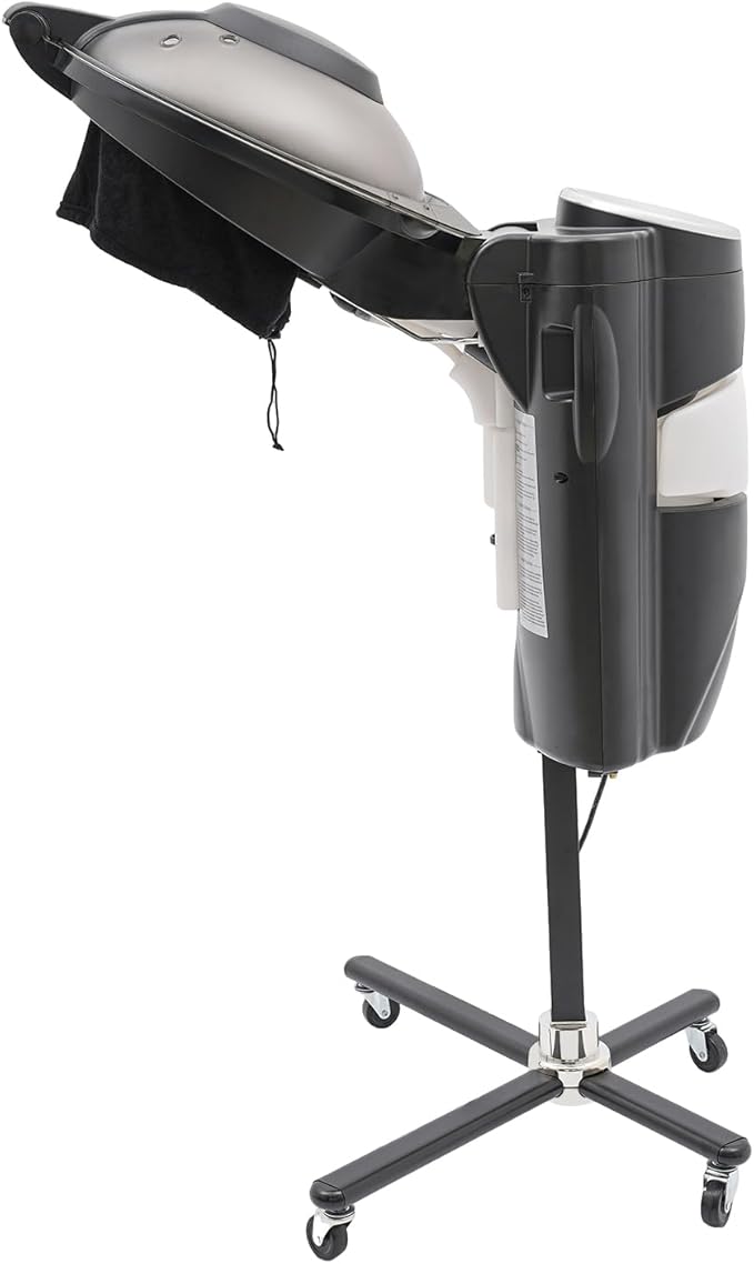 700W Professional Hair Steamer with Ozone & Nano Mist, 2L Tank, Adjustable Height 55-66", 12 Color Lights, for Salon & Home Use - Hair Treatment, Coloring, Conditioning, Drying, Styling (Black)