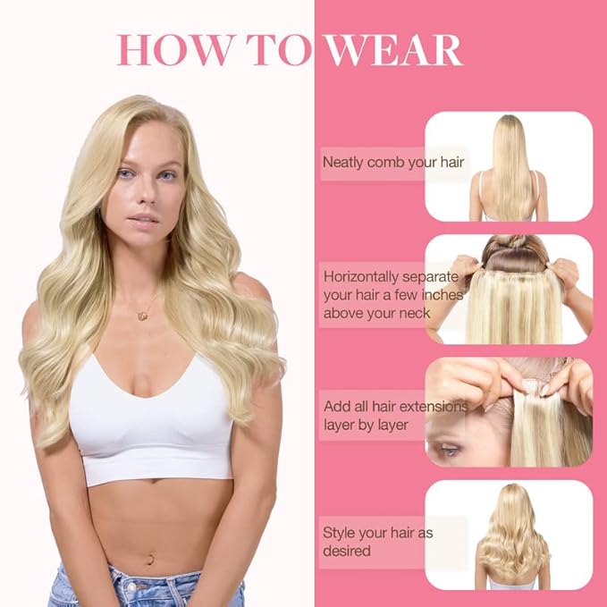 GOO GOO Clip in Hair Extensions Real Human Hair, Remy Human Hair Extensions Clip ins for Women, Natural Human Hair, 20inch 150g 9Pcs, 17/22/60 Balayage Ash to Platinum Blonde