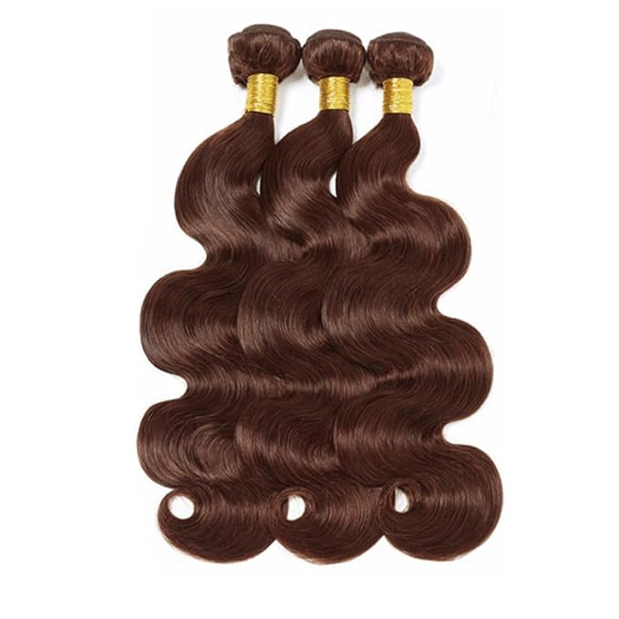 28 30 32 Inch Brown Bundles Human Hair Color 4 Body Wave Bundles Niegmeag Virgin Soft and Silky Remy Hair Extensions Double Weft Chocolate Brown Body Wave Bundle Hair Weave 150g