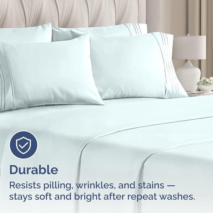 King Pillow Cases Set of 8 - Ultra Soft Hotel Quality Pillowcase Covers - Comfy & Wrinkle Free - Shrink, Stain & Fade Resistant - Easy-Care, Machine Washable Pillow Protectors - 8 Piece Set - Ice Blue