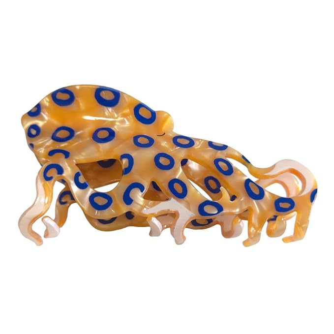 Novelty Blue-Ringed Octopus Hair Clip,Acetate Hair Claw,Big Hair Clips for Women