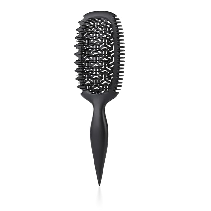 Curl Defining Brush, Vented Curly Hair Brush for Effortlessly Detangling Shaping and Styling, Candy Brush for Wet or Dry Hair Types for Women and Girl, Defining with Side Gear, Reduces Frizz (Black)
