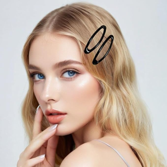 16 Pieces Hair Clips for Thick Hair 2.8 Inch Oval Shape Black XL Hair Clips for Women Metal Snap Non-Slip Hair Grips Hair Accessories
