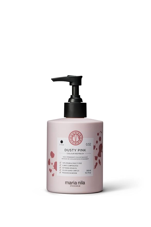 Maria Nila Color Refresh Dusty Pink, 10.1 Fl Oz / 300 ml, Dark Pink Pastel Color Bomb, Semi-Permanent Pigments, 100% Vegan & Sulfate/Paraben free