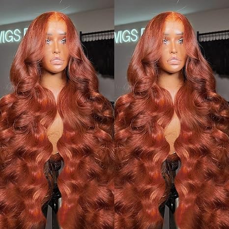 AMIRTY 200% Density 28 Inch Orange Ginger Lace Front Wigs Human Hair 13X4 HD Transparent Lace Front Wigs Human Hair Pre Plucked with Baby Hair #33 Wigs For Women