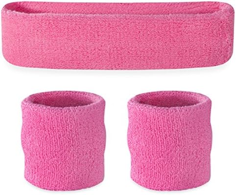 Suddora Sweatbands Set, Moisture Wicking 2 Wristbands and 1 Headband, Breathable Terry Cloth Athletic Bands for Basketball, Tennis, Yoga, Gym, Sweat Bands for Costumes and Cosplay