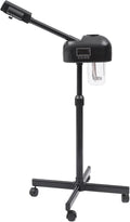 Professional Facial Steamer, 750W Black Skin Care Equipment w/Wheels & LCD Panel, PTC Heating, 600ml Large Capacity Face Steamer Machine, Adjustable Height Hot Mist Steamer for Beauty Salon
