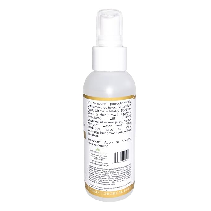 Soothing Scalp Hair Growth Spray. Soothes Dry Itchy Scalp. Hair Loss Treatments for Women and Men, Chemo Patients - 4 Ounces