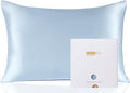ZIMASILK 100% Pure Mulberry Silk Pillowcase for Hair and Skin Health,Soft and Smooth,Both Sides Premium Grade 6A Silk,600 Thread Count,with Hidden Zipper,1pc (King 20''x36'',Light Blue)