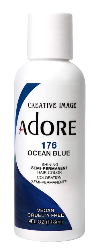 Adore Semi Permanent Hair Color (176 Ocean Blue) | Vegan & Cruelty-Free Blue Hair Dye | No Ammonia, No Peroxide, No Alcohol | 4 Fl Oz Each (Pack of 2)