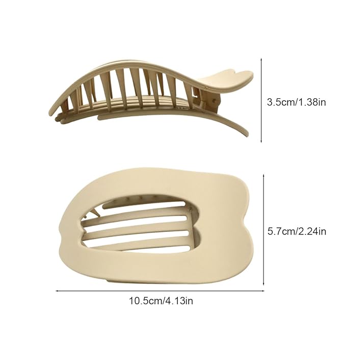 Flat Hair Clips for Women - 4 Pack Matte Lay Flat Claw Clips, Non-Slip Strong Hold Duckbill Clips for Thick/Thin Hair, Neutral Color Hair Accessories for Daily Styling