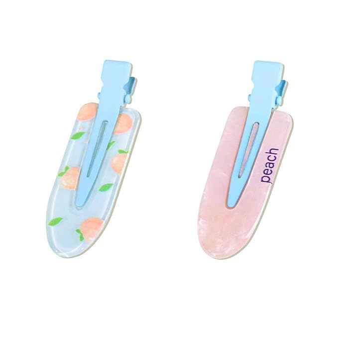 2 Pcs Cute fruit hair clip for Women Girls thick,thin hair.No Bend No Crease Hair Clips for styling sectioning hair barretters fine (Peach Soda)