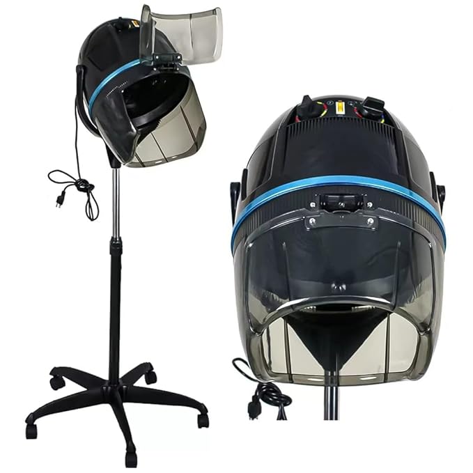 Black,A,Adjustable Hooded Floor Hair Bonnet Dryer, Machine Standing Steamer W/Wheels for Salon Home Sp Professional Hair Salon Equipment