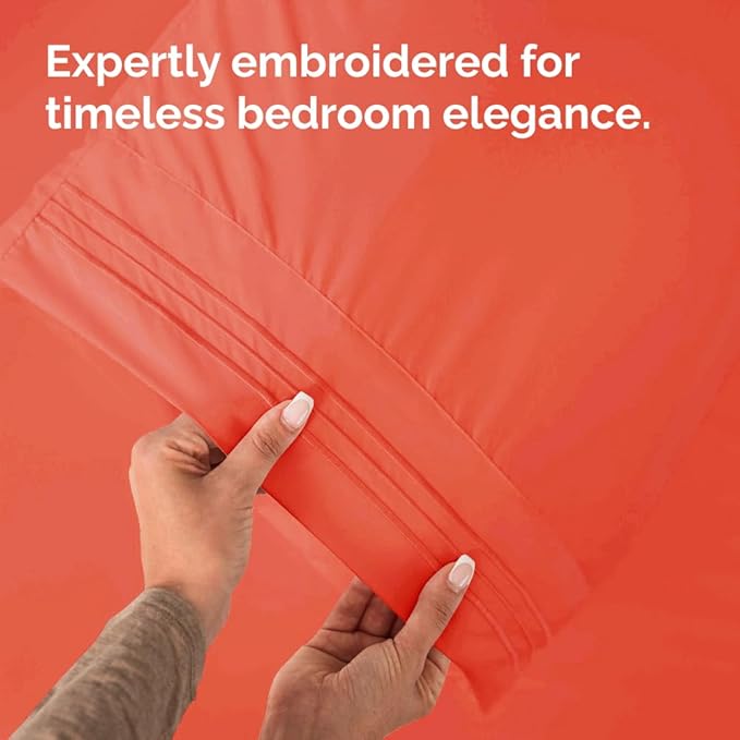 Queen Pillow Cases Set of 2 - Ultra Soft Hotel Quality Pillowcase Covers - Comfy, Cozy & Wrinkle Free - Shrinkage, Stain and Fade Resistant - Machine Washable Pillow Protectors - 2 Piece Set - Coral